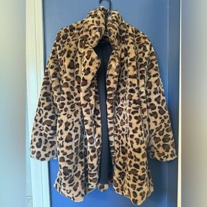 Leopard Print Faux Fur Coat